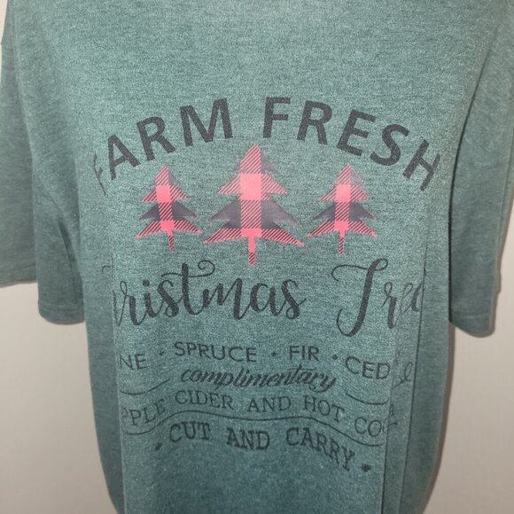 Merry Christmas 2 Short Sleeve T-Shirt Gray & Green Xmas Women's Size XL - Picture 11 of 16